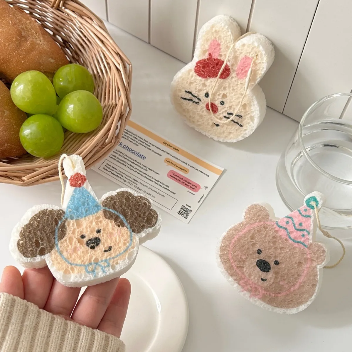 Cute Natural Wood Pulp Cotton Rag – Eco-Friendly Cellulose Scrubber, Reusable Kitchen Dishcloth for Pots & Pans, Super Absorbent Miracle Cleaner